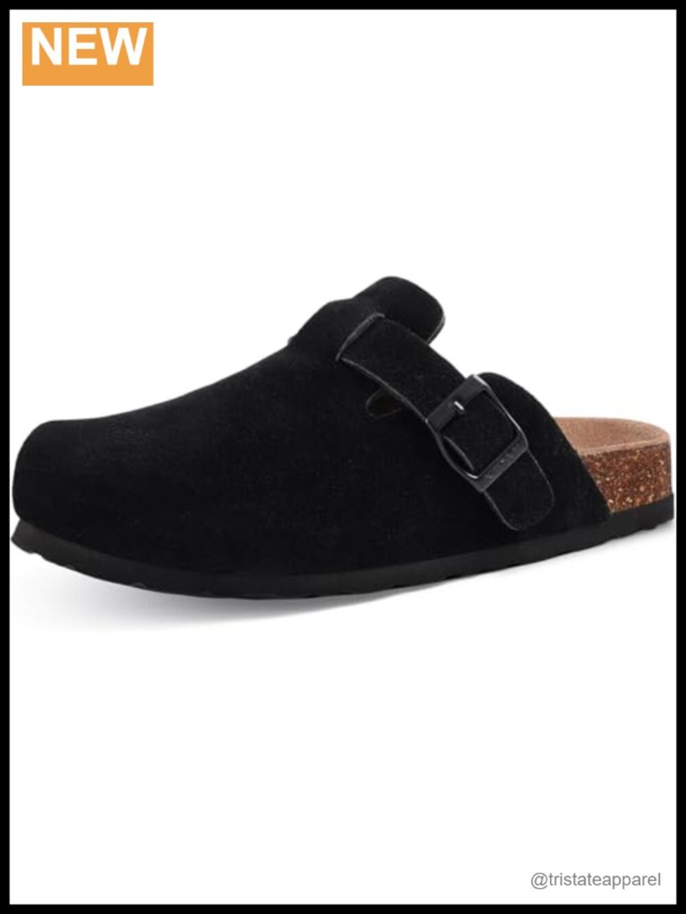 Vegan Suede Clogs Mules with Cork Footbed Slip-On Comfort Shoes